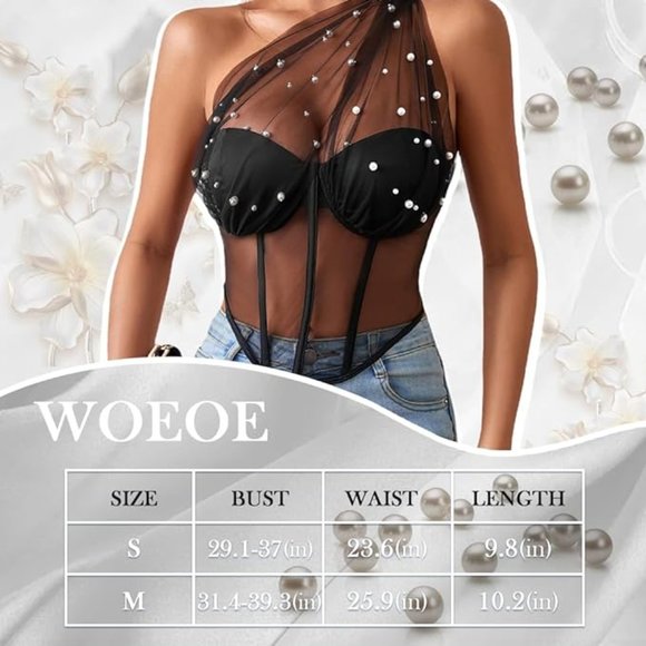 Sheer One Shoulder Bustier Top - Picture 4 of 5